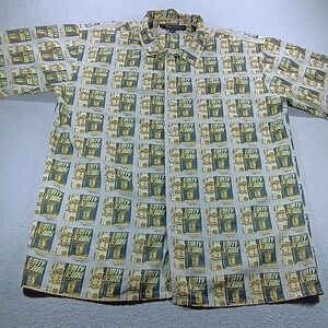 Ruff Ryders Mens Dirty Denim Button Up Shirt Gray XL All Over Print Streetwear